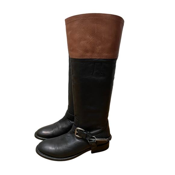 Trask Addison Leather Black Brown Equestrian Knee High Riding Boots Womens 6.5 - Picture 3 of 10
